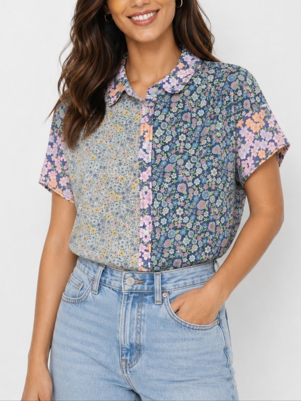 American Eagle Floral Button Down Shirt